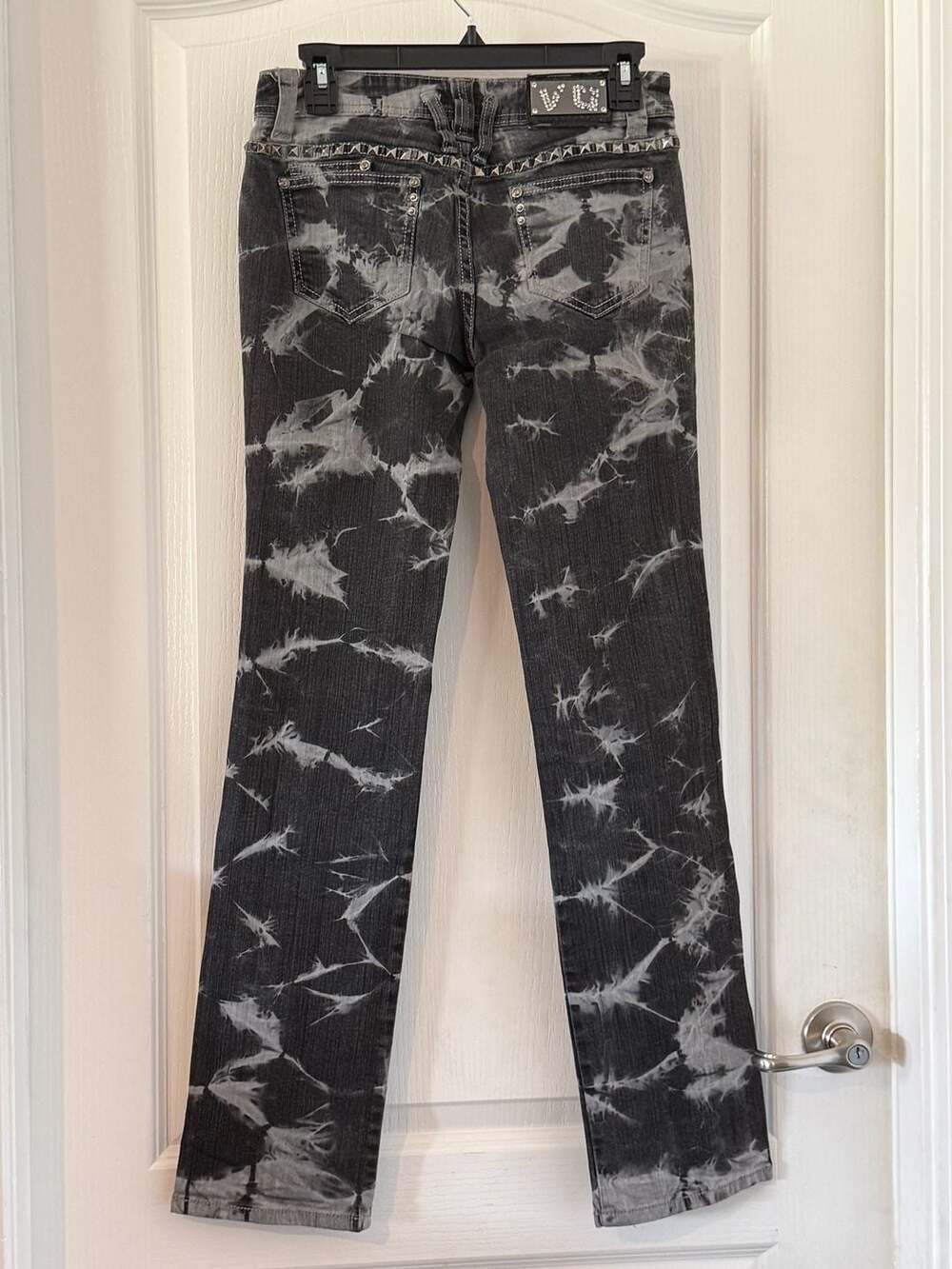 Virgin Only VO Jeans Women's Acid Wash Studded Denim Pants, Size 9